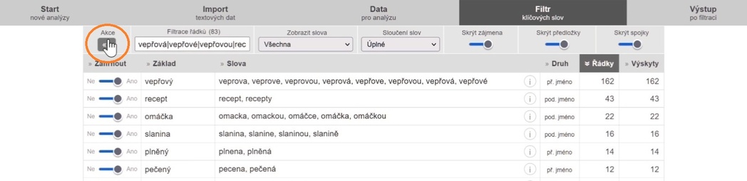 10) Klikneme na ikonu pro hromadé akce