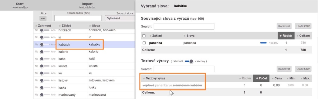 21) Kontrola nejednoznačných vyloučených slov