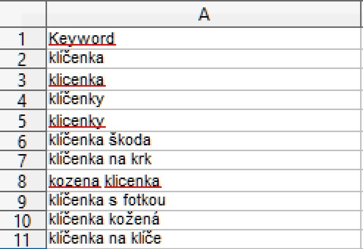 Zakladní textová data pro importu a analýzu slov